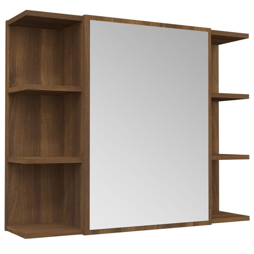Vidaxl Zrkadlová skrinka hnedý dub 80x20,5x64 cm spracované drevo